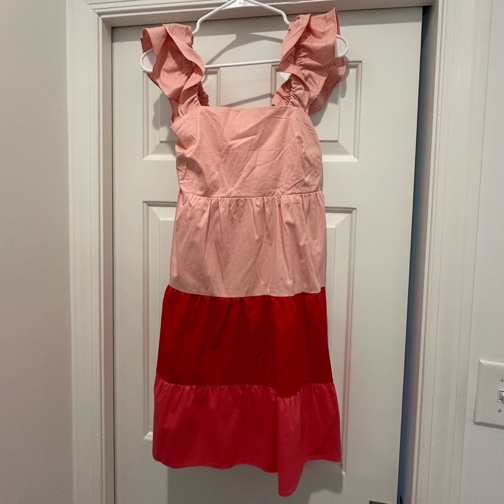 LC Lauren Conrad Pink and Red Tiered Kids Dress